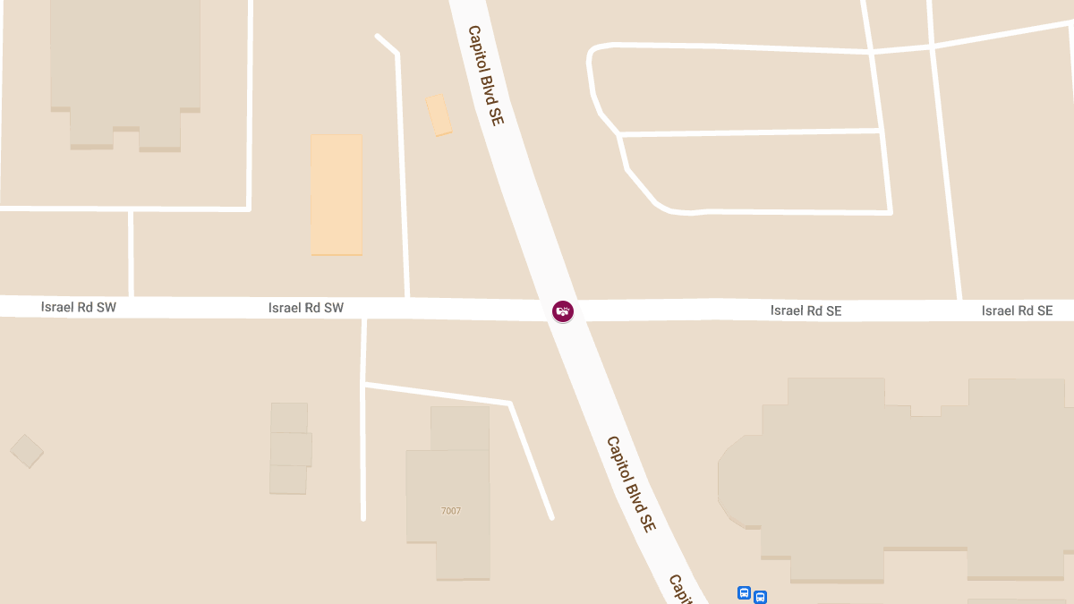 Collision with Injuries on Israel Rd & Capitol Blvd SE Blocks Northbound Lanes