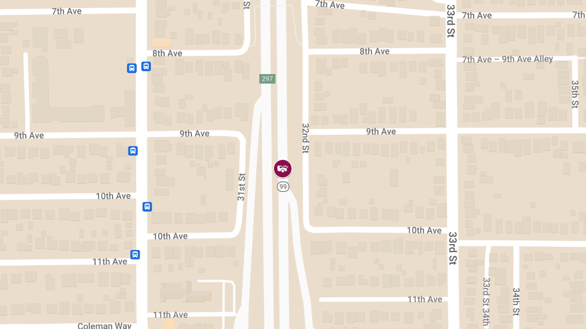 Crash Blocks Multiple Lanes on Northbound Highway 99 Near Oak Park