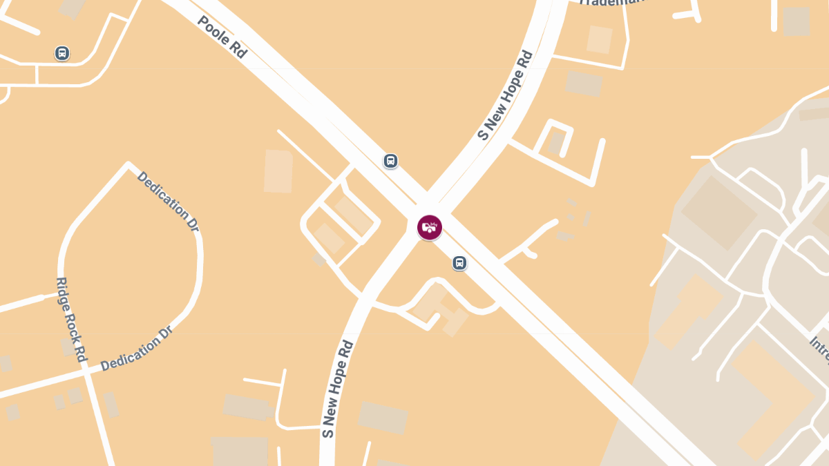 Crash With Injuries at Poole Rd & S New Hope Rd