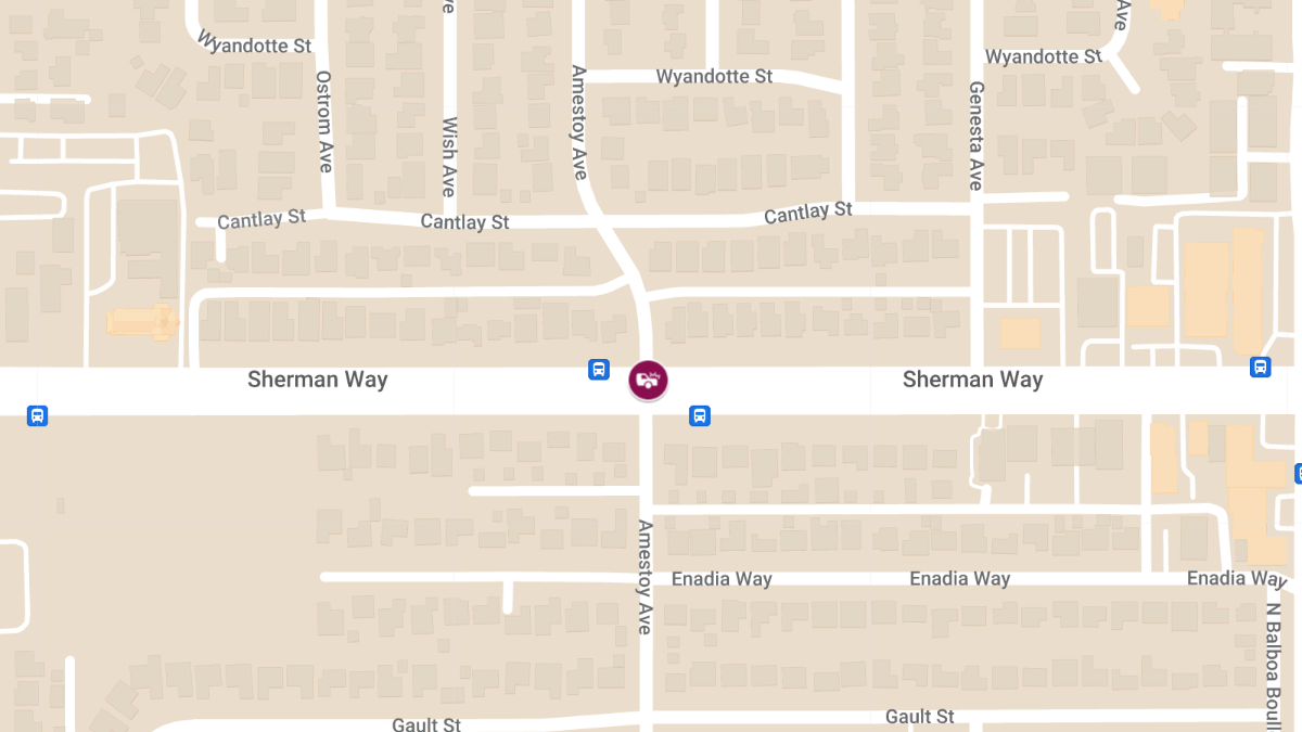 Crash With Injuries at Sherman Way & Amestoy Ave