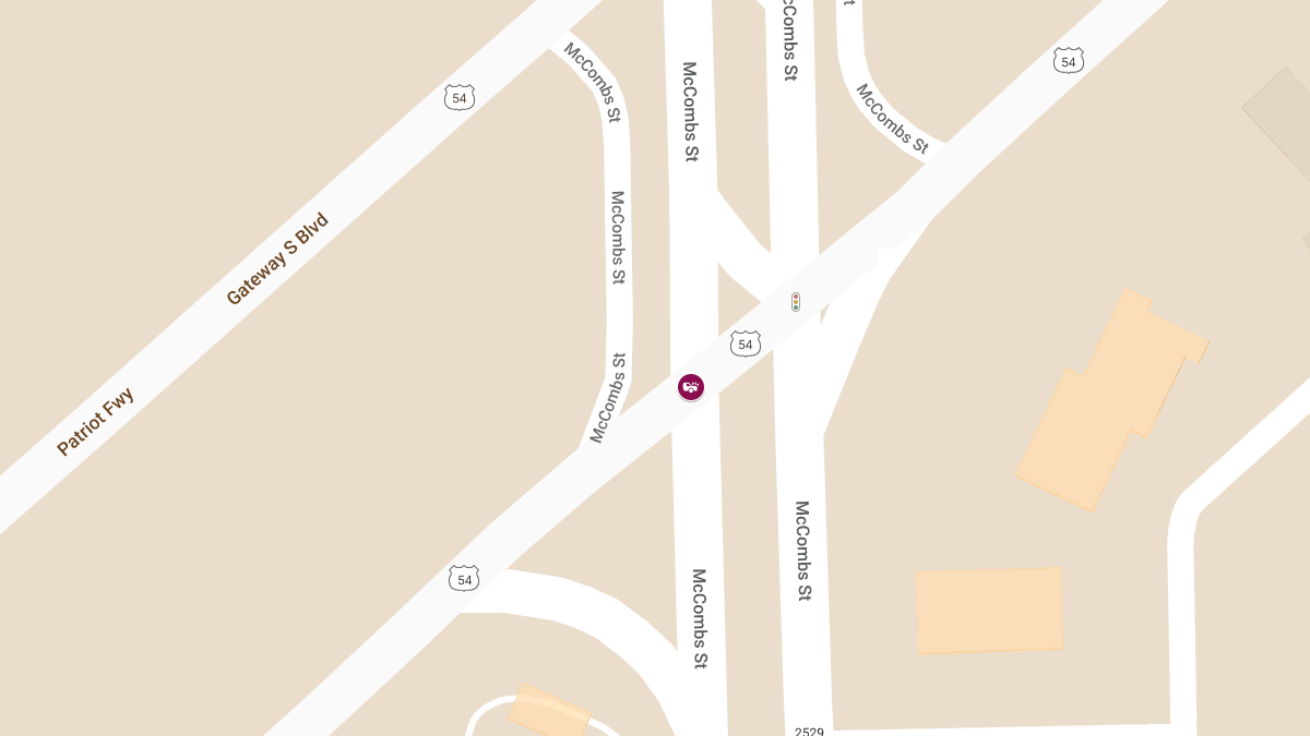 Crash With Injuries on US-54 at McCombs St