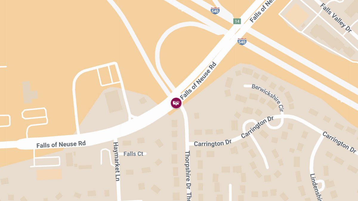 Crash at Ramp Falls Of Neuse to 540 EB & Thorpshire Dr Causes Injuries