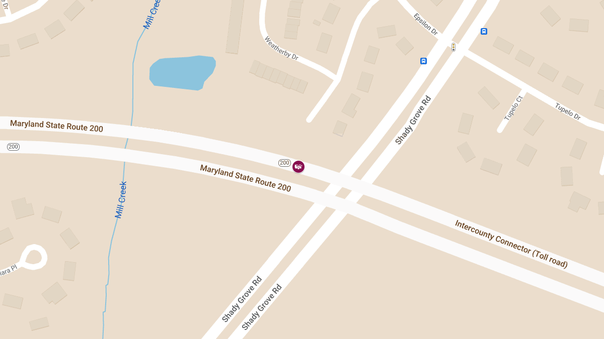 Crash with Entrapment on Eastbound ICC-RT 200 Near Shady Grove Metro Access Rd
