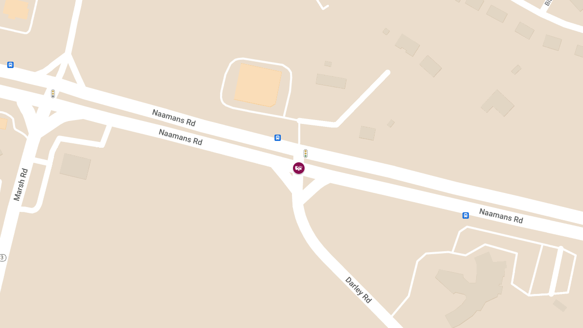 Crash with Injuries Blocks Naamans Rd EB at Darley Rd
