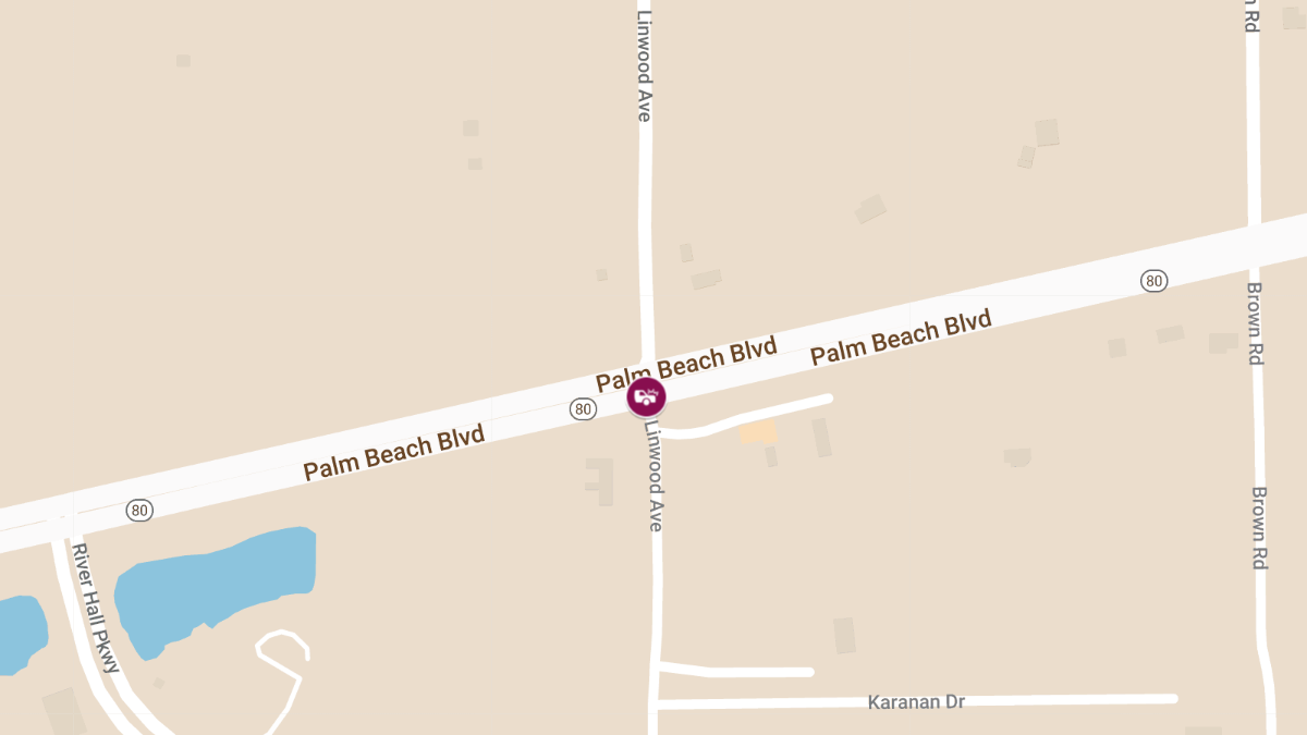 Crash with Injuries Blocks Palm Beach Blvd at Linwood Ave