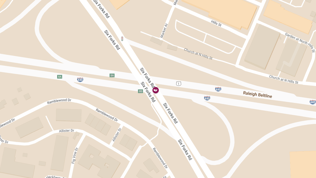 Crash with Injuries Reported on I-440 WB at Six Forks Rd