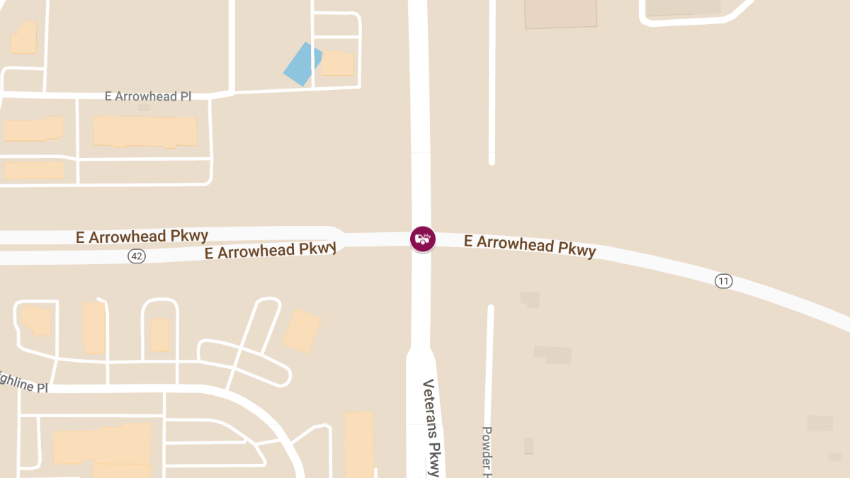 Crash with Injuries at E Arrowhead Pkwy & S Veterans Pkwy