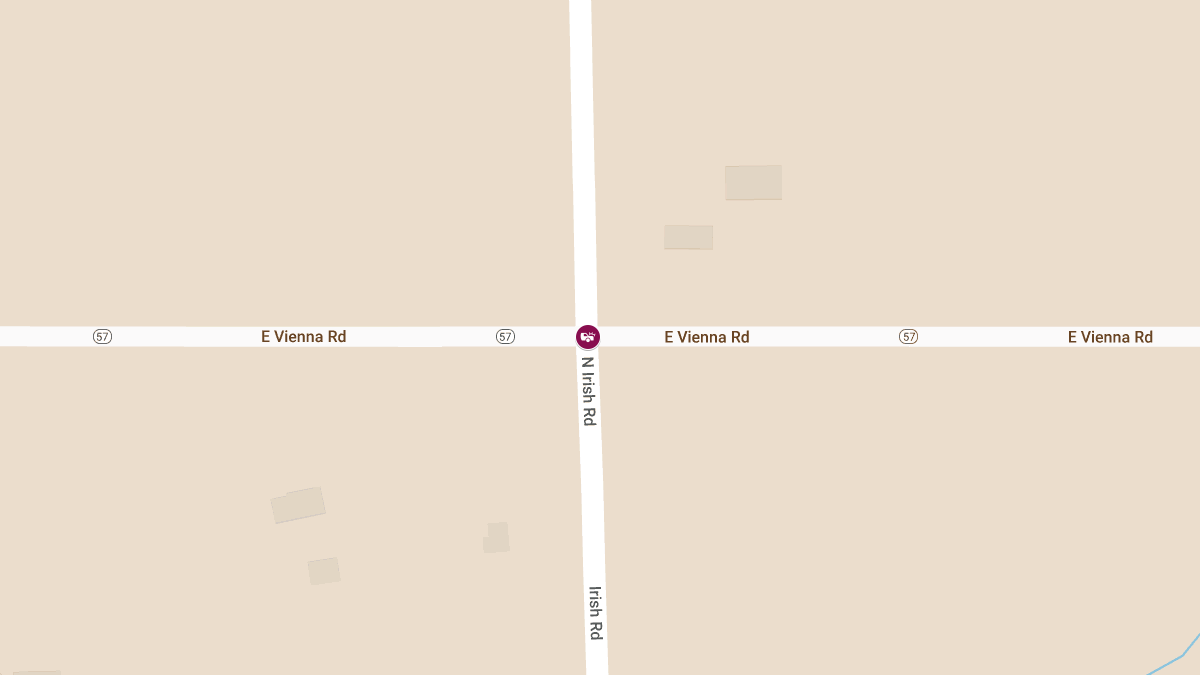 Crash with Injuries at E Vienna Rd & N Irish Rd