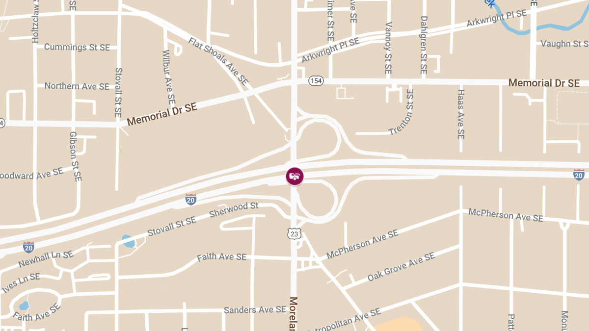 Crash with Injuries at I-20 E & Moreland Ave SE