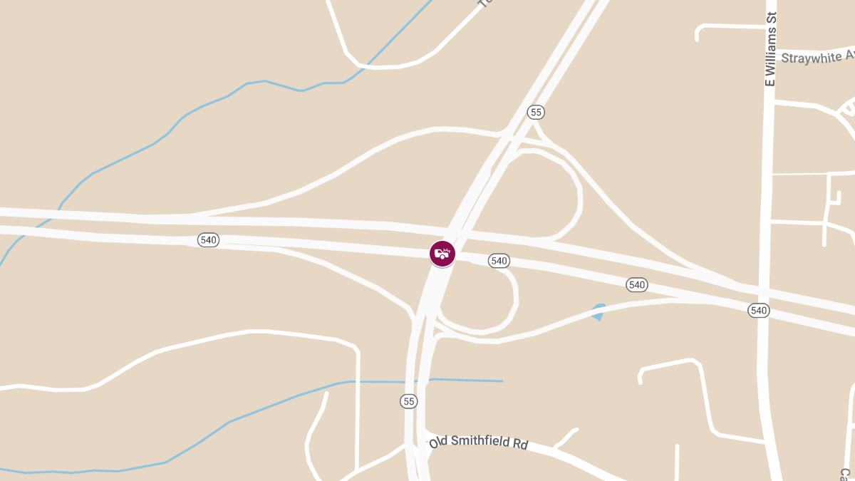 Crash with Injuries at NC 540 Hwy NB & NC 55 Hwy