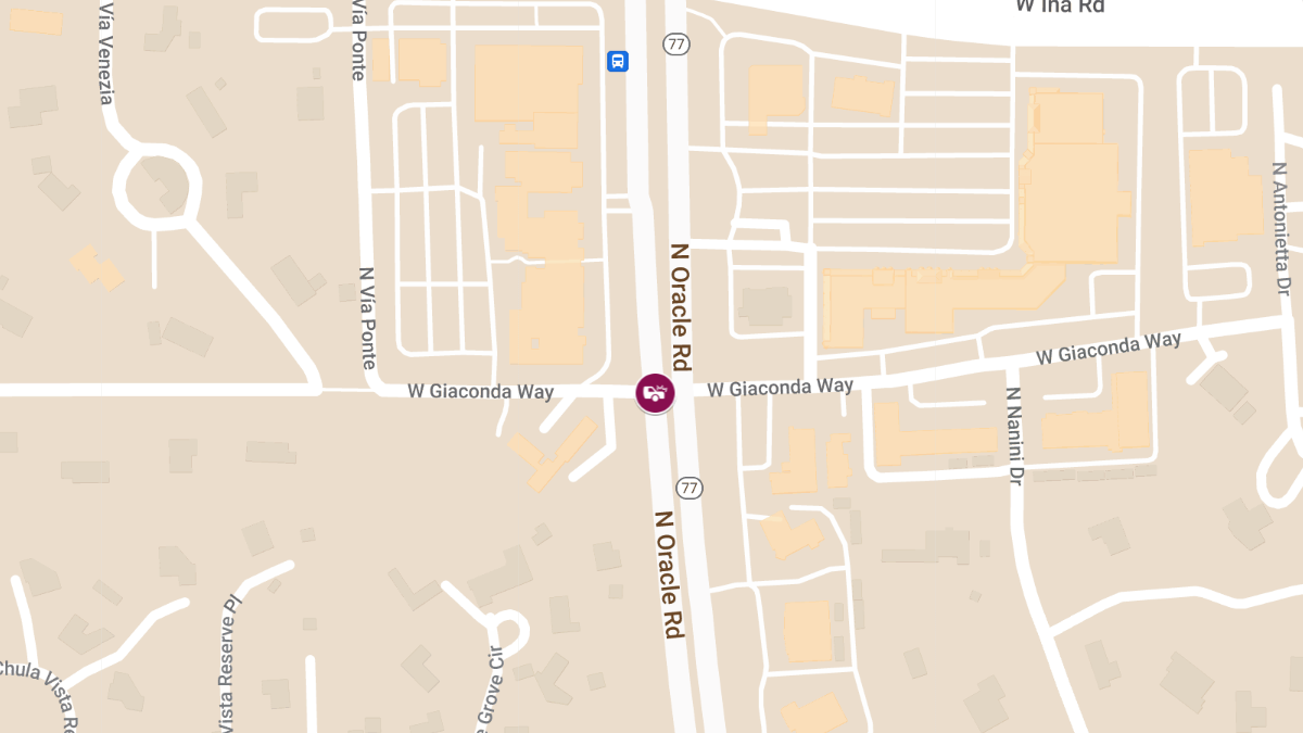 Crash with Injuries at Oracle Rd & Giaconda Way