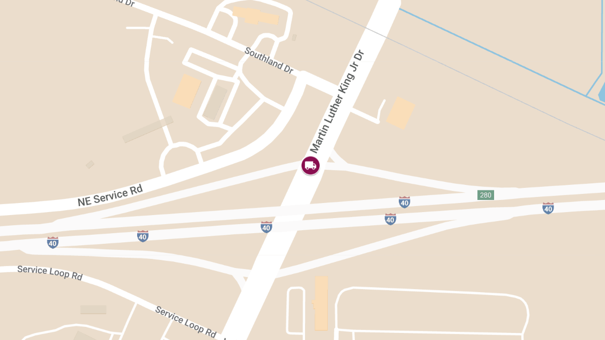 Crash with Injuries at Pilot Truck Stop on Martin Luther King Jr Dr