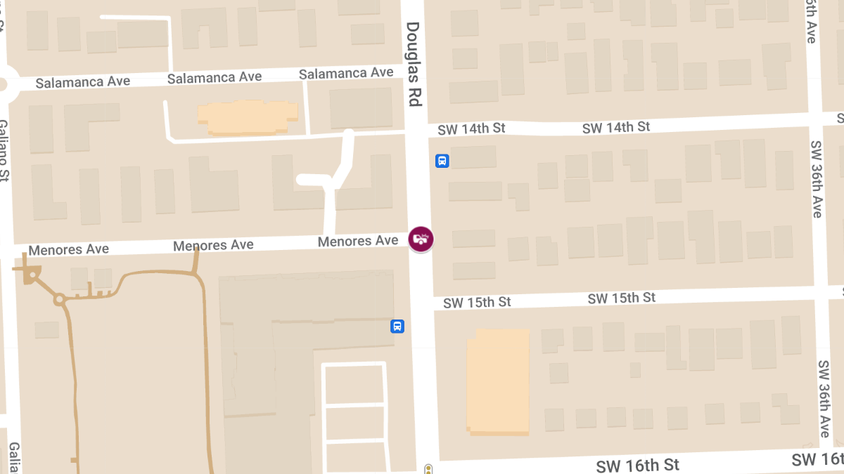 Crash with Injuries at S Douglas Rd & Menores Ave