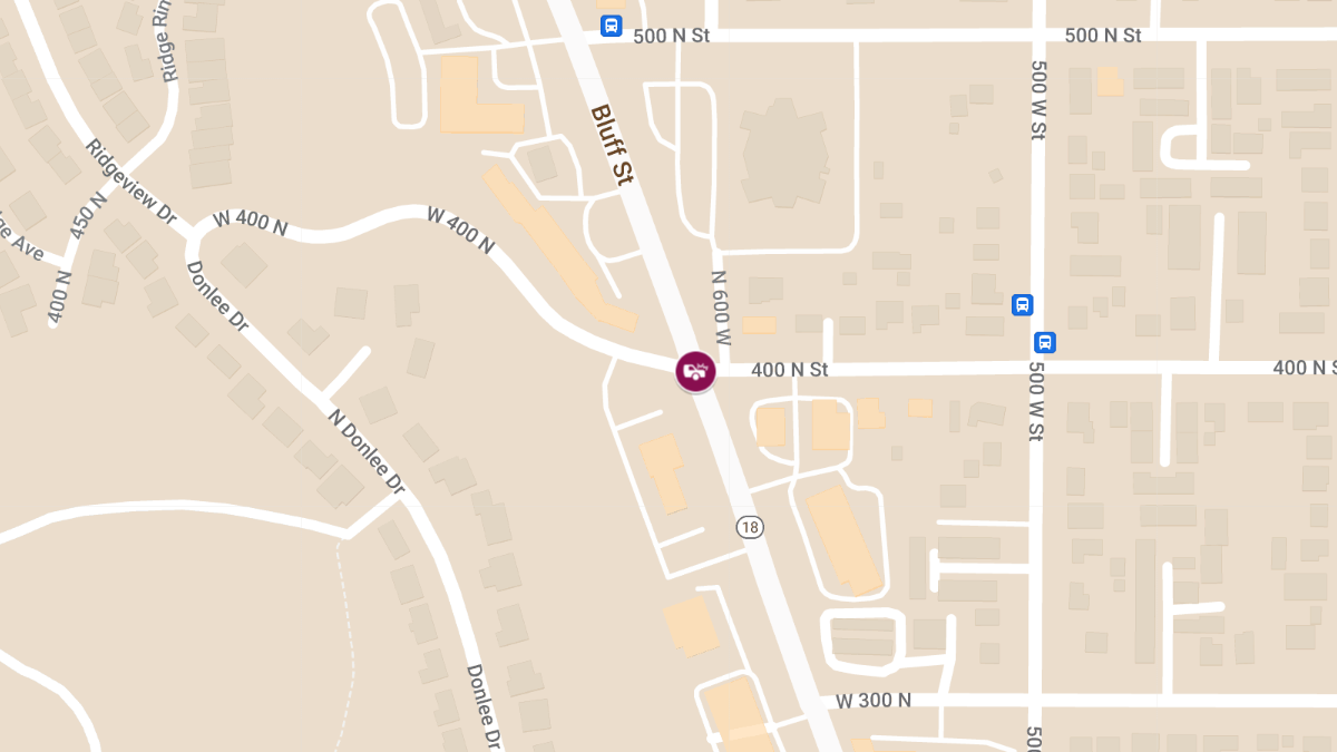 Crash with Injuries on 400 North Bluff St, Blocking SB Left Lane
