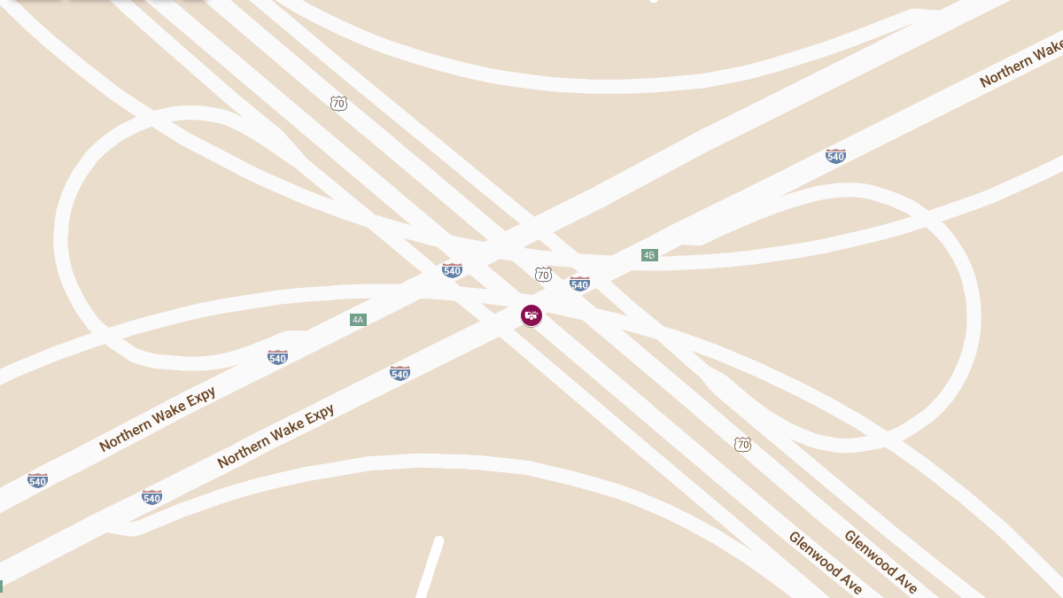 Crash with Injuries on Glenwood Ave & I-540 Eastbound