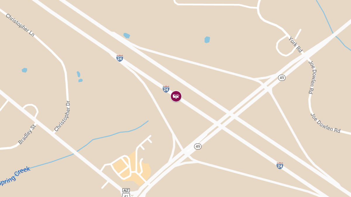 Crash with Injuries on I-24 West Near MM 42.8