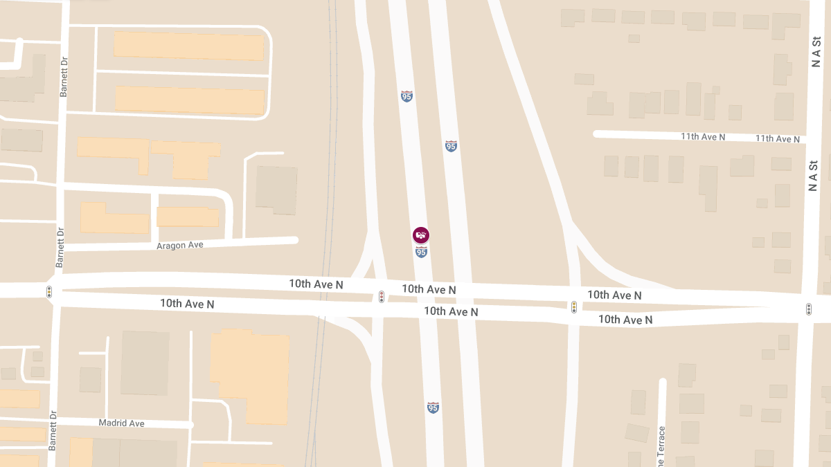 Crash with Injuries on I-95 NB Near 10th Ave