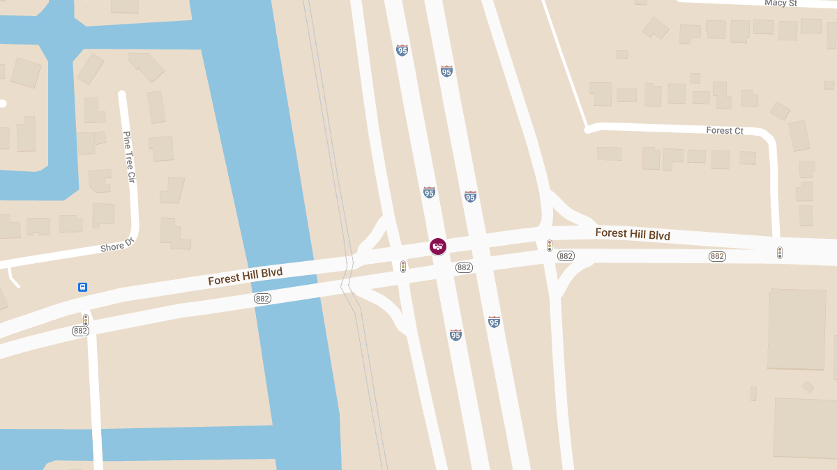 Crash with Injuries on I-95 NB at Forest Hill Blvd