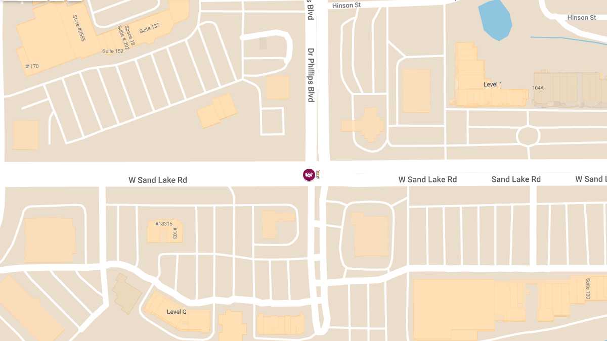 Crash with Injuries on W Sand Lake Rd at Dr Phillips Blvd