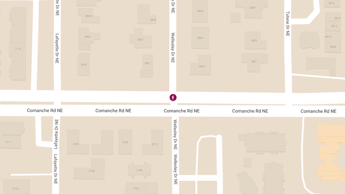 Fatal Pedestrian Crash on Comanche Rd NE and Wellesley Dr NE