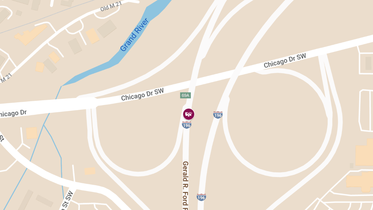 Fire Engine Struck in Crash on I-196 Near Chicago Dr