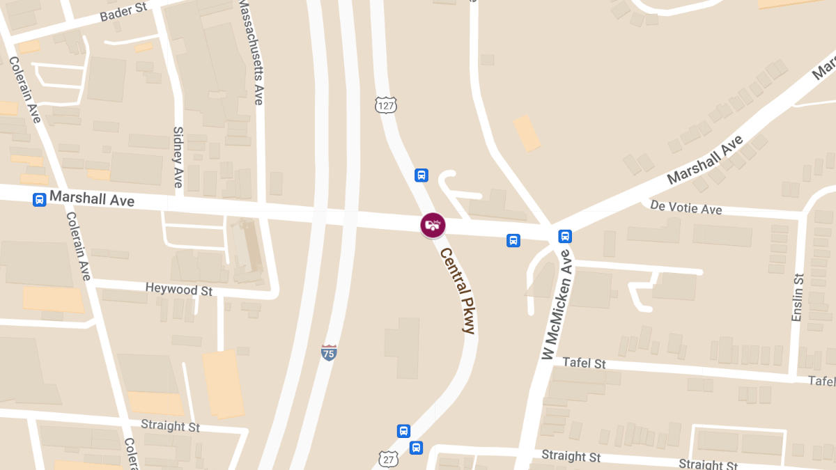 Four-Car Crash With Injuries at Marshall Ave & Central Pkwy