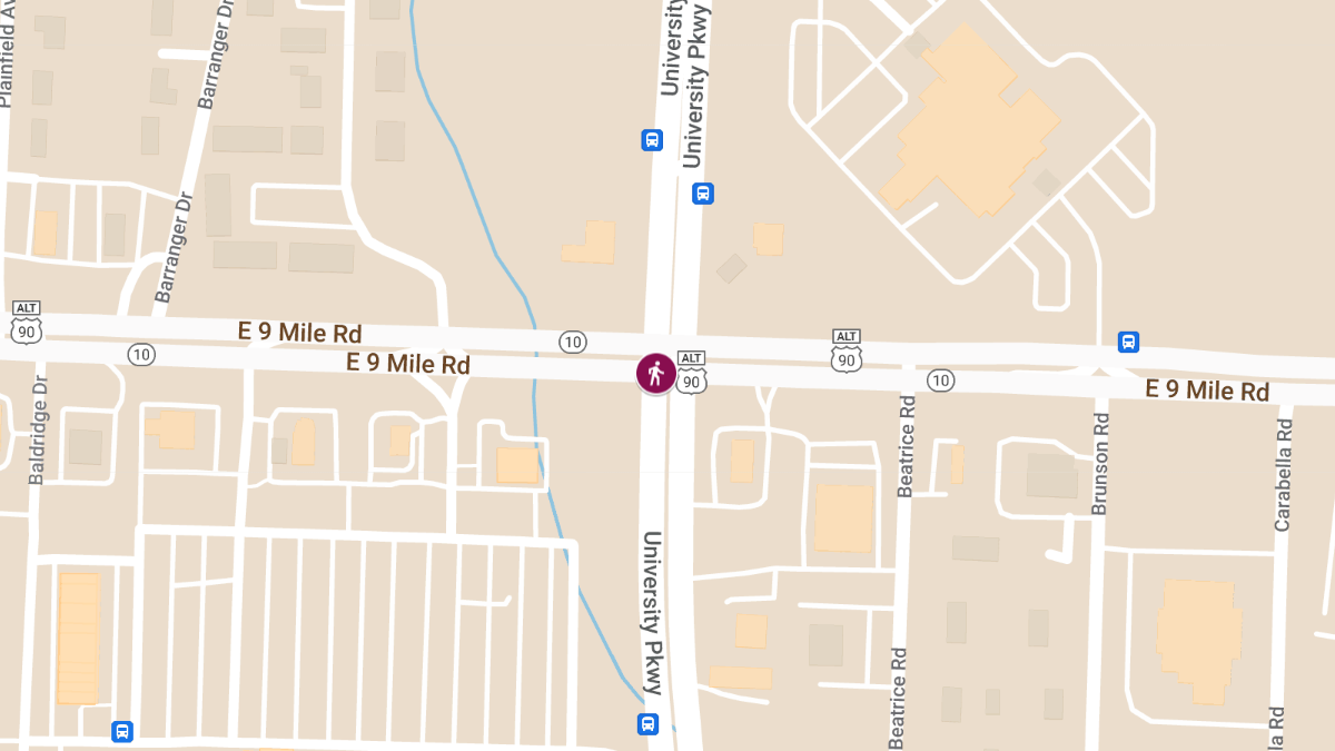 Hit-and-Run Crash with Injuries at University Pkwy & E Nine Mile Rd