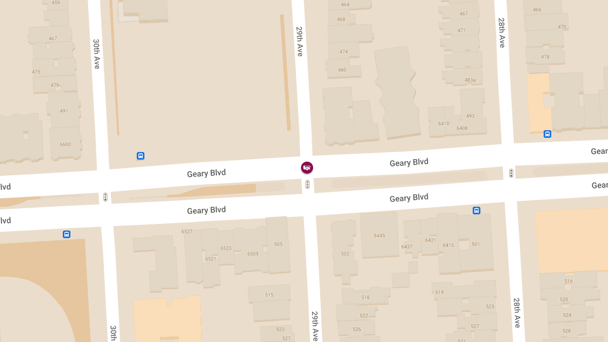 Injuries Reported in Car Crash at 29th Ave & Geary Blvd