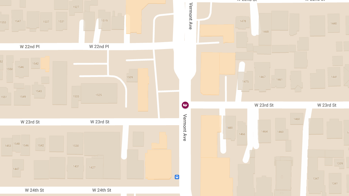 Injuries Reported in Collision at W 23rd St & S Vermont Ave