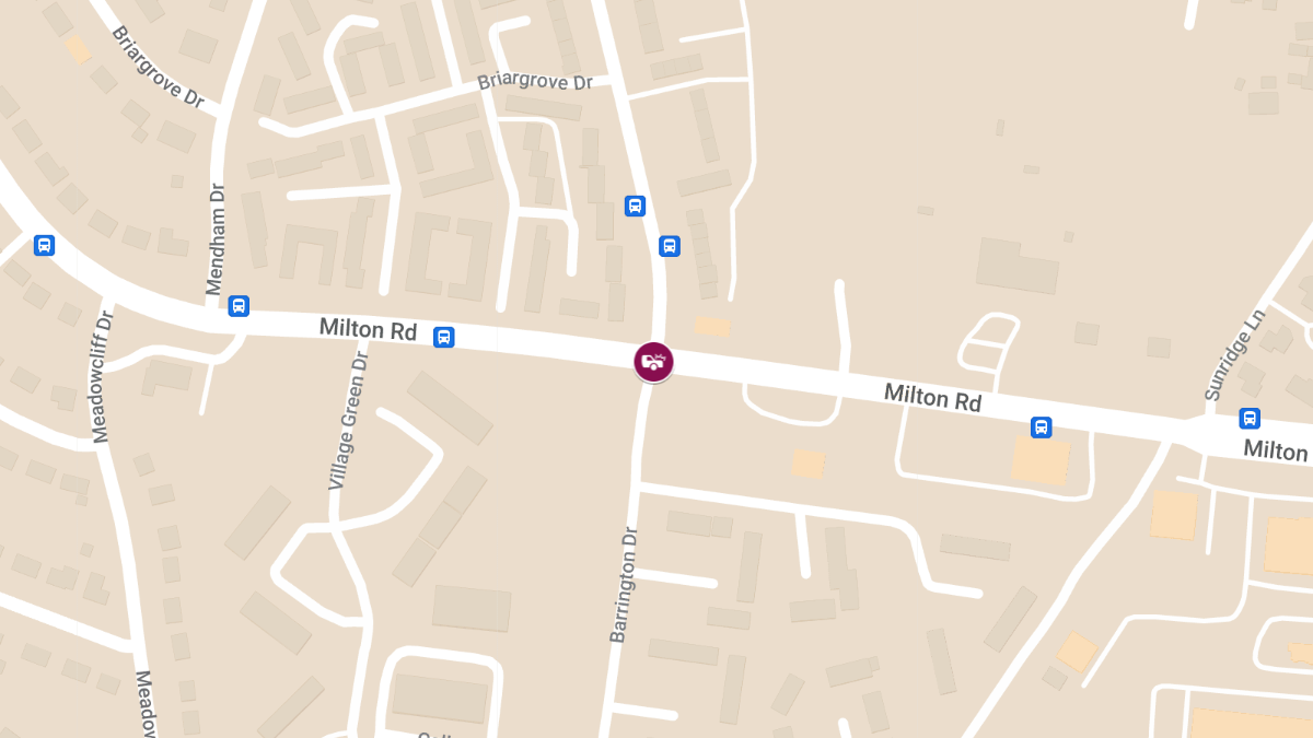 Injuries Reported in Crash at Barrington Dr & Milton Rd