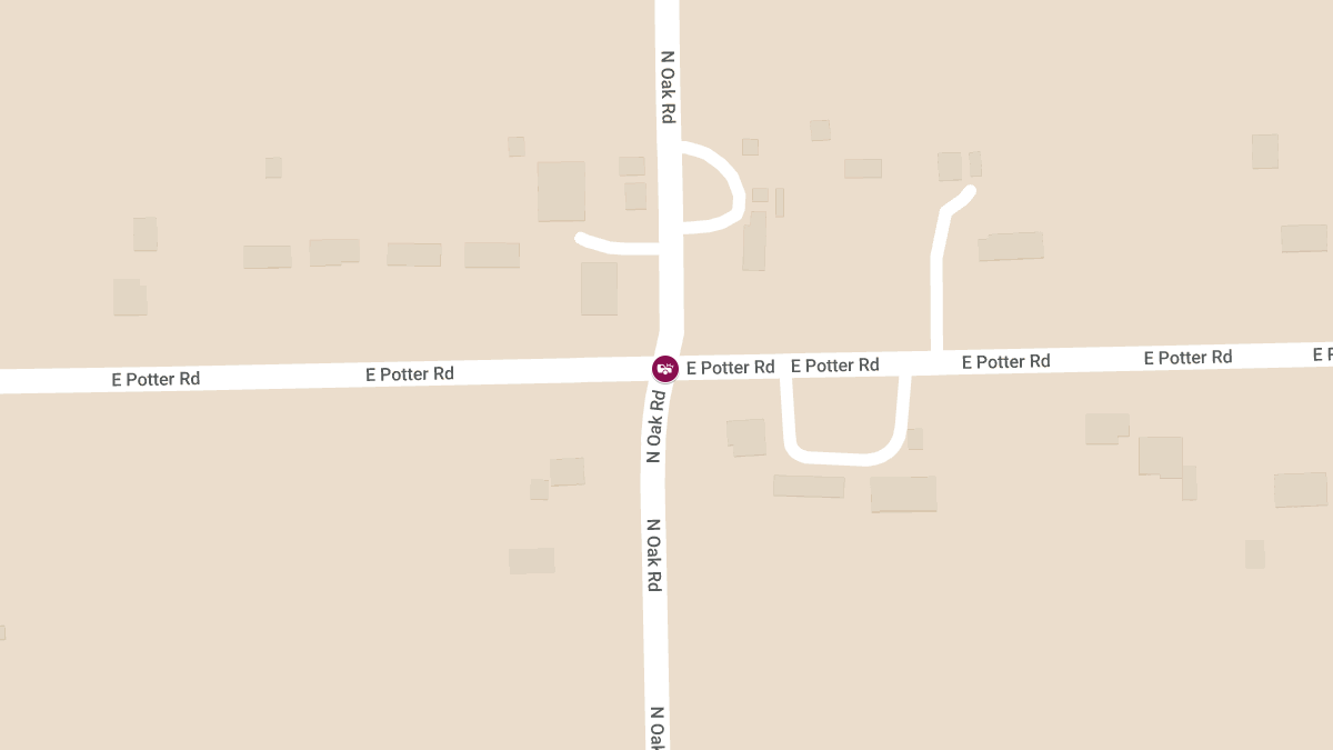 Injuries Reported in Crash at N Oak Rd & E Potter Rd