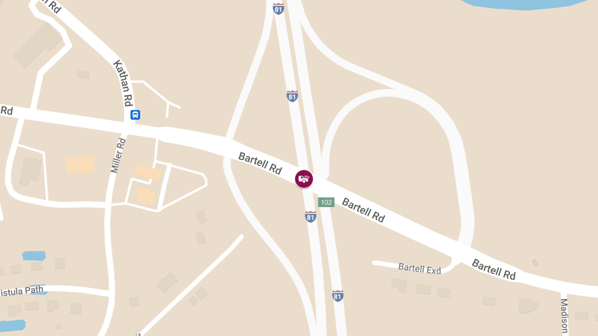 Injuries Reported in Crash on I-81 NB at Bartell Rd Exit 102