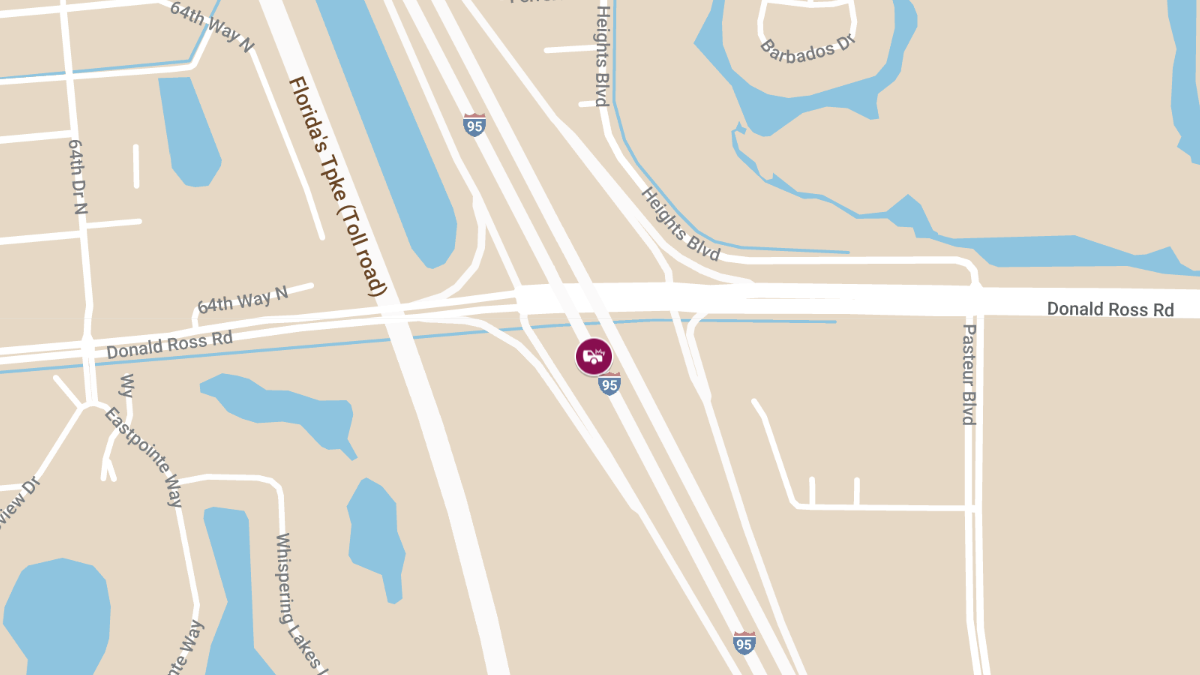 Injuries Reported in Crash on I-95 NB Near Donald Ross Entry