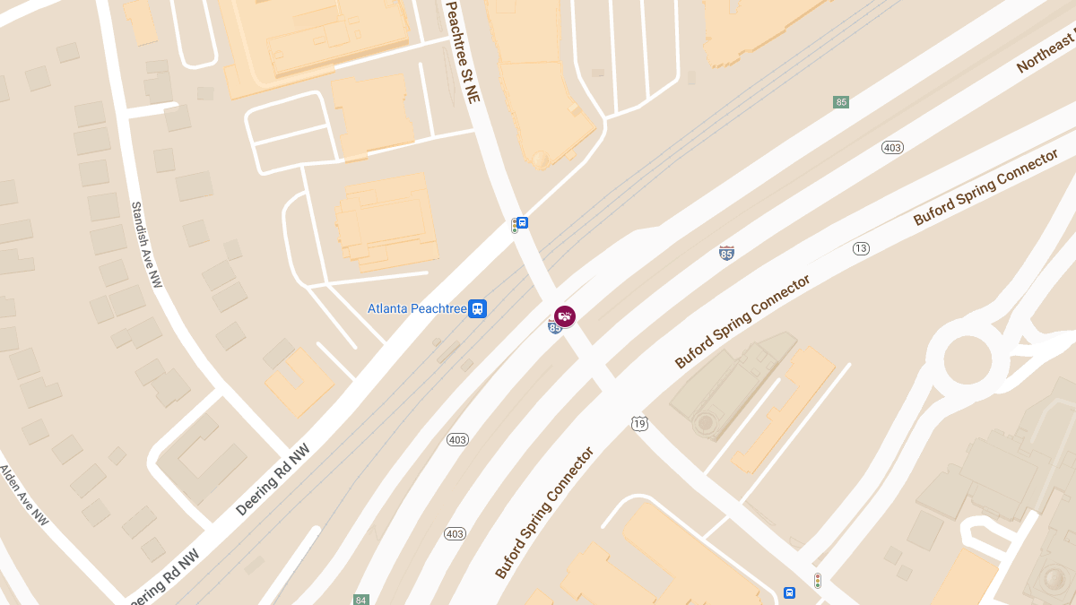 Injuries Reported in Traffic Accident at I-85 S & Peachtree St NE