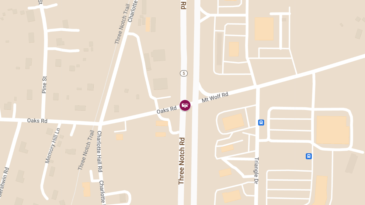 Injuries Reported in Two-Vehicle Crash on Three Notch Rd at Oaks Rd