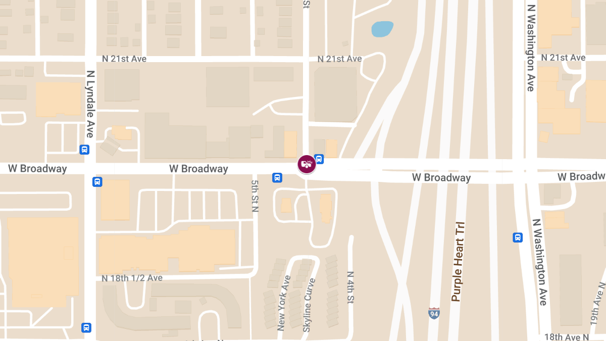 Injuries Reported in Vehicle Crash at N 4th St & W Broadway Ave
