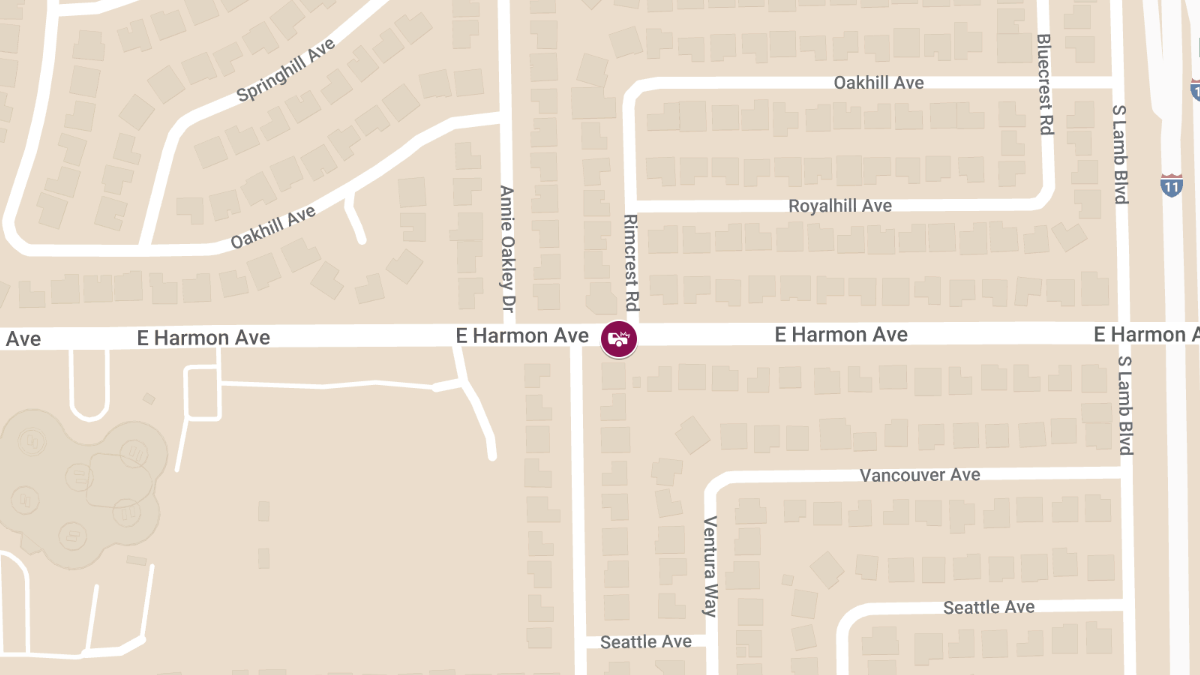 Injuries in Collision at Annie Oakley Dr & E Harmon Ave