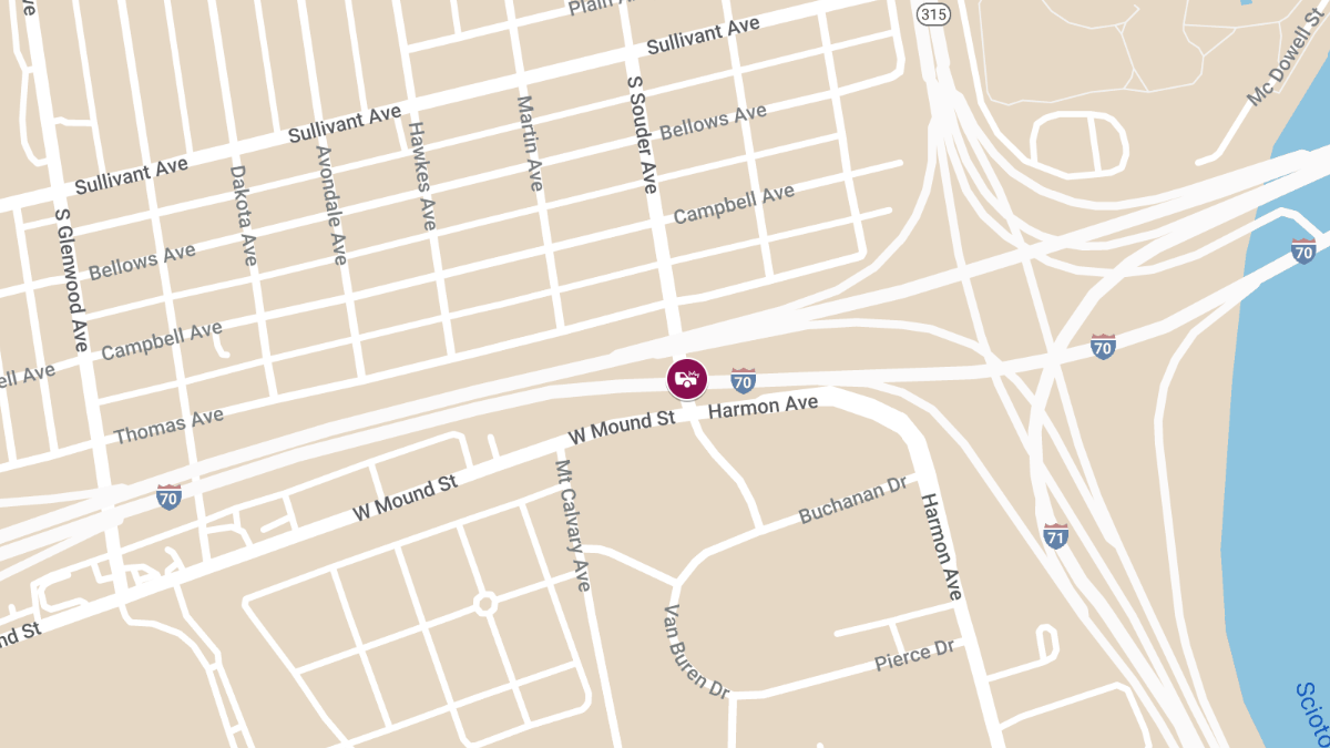 Injuries in Crash on I-70 West at Mound St