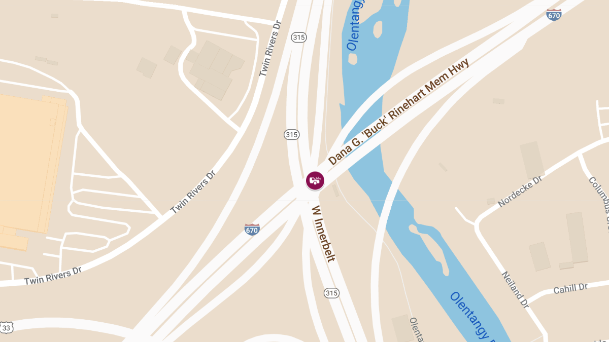 Injury Accident Blocking Traffic on I-670 W at Exit to OH-315 N