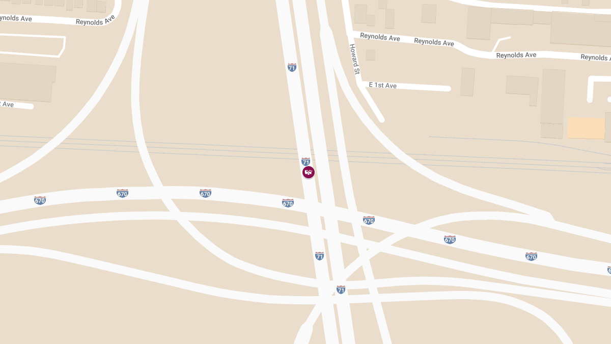 Injury Accident Blocking Two Left Lanes on I-71 S After I-670