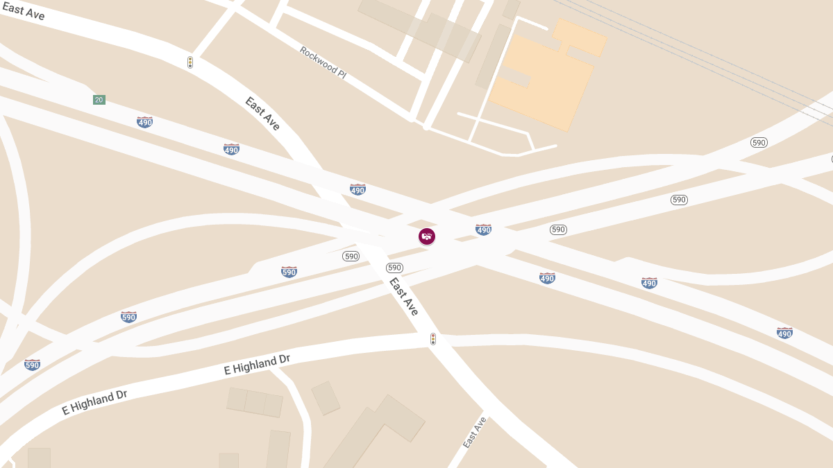 Injury Accident Closes I-490 WB Off-Ramp to I-590 NB at Exit 21