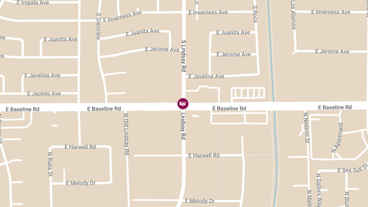 Injury Accident Reported at E Baseline Rd & S Lindsay Rd