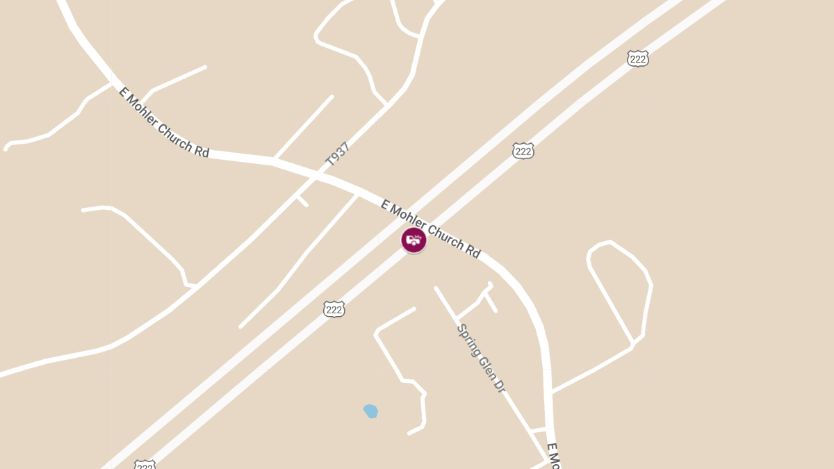 Injury Accident Reported on Rte 222 S & E Mohler Church Rd