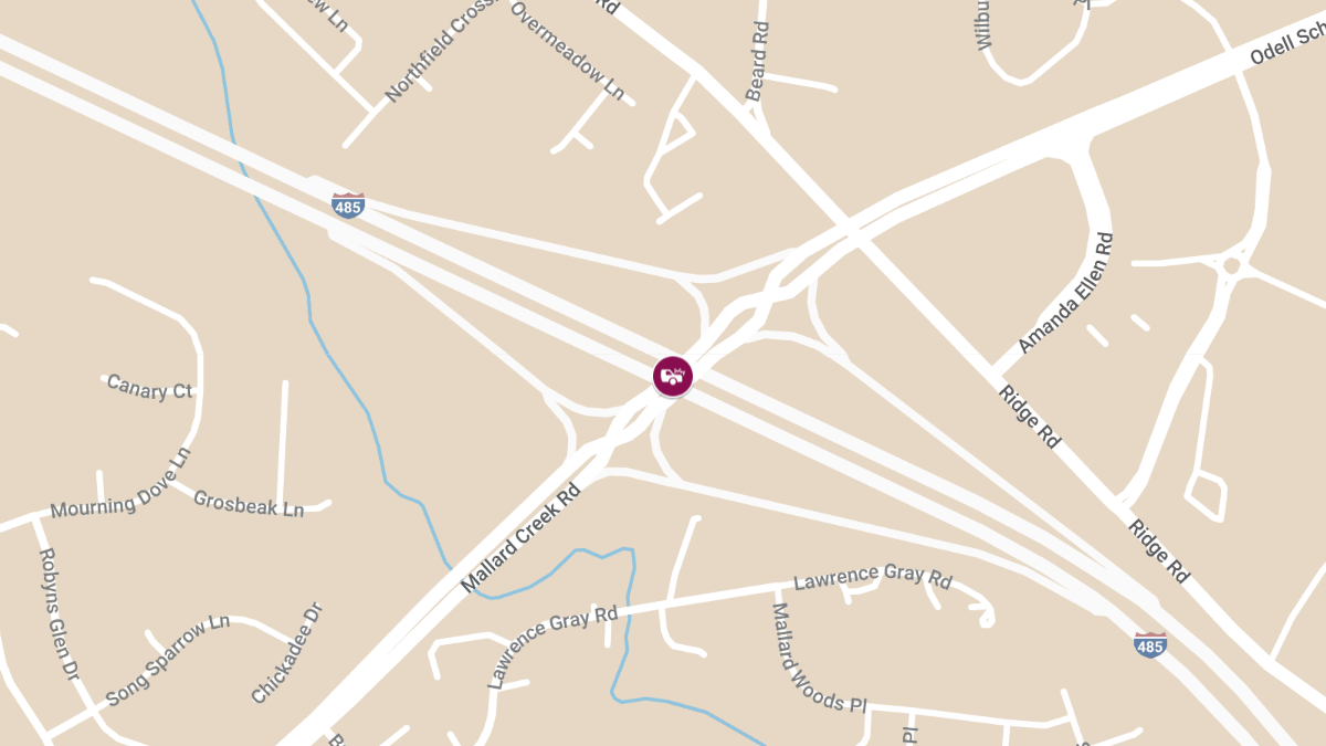 Injury Accident on I-485 Ramp at Mallard Creek Rd