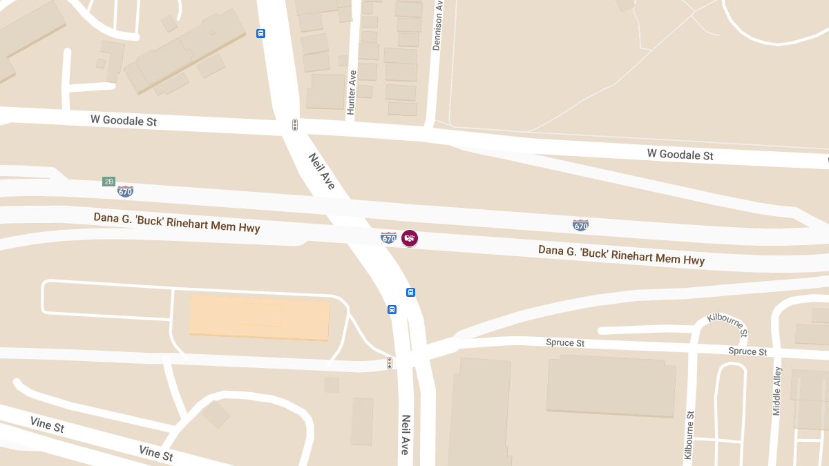 Injury Accident on I-670 East Near Neil Ave