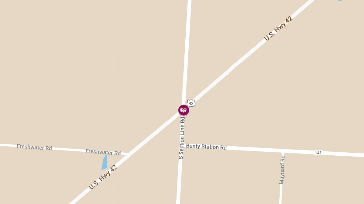 Injury Auto Accident at S Section Line Rd & US Highway 42 S