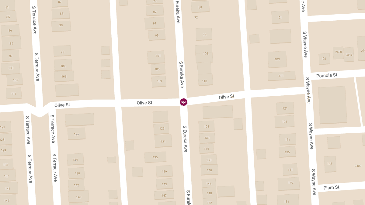 Injury Car Collision at S Eureka Ave & Olive St