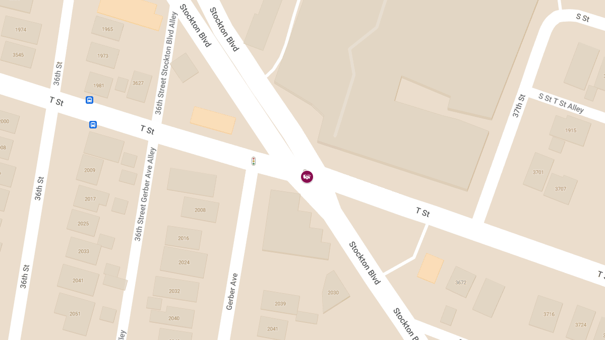 Injury Car Crash at Stockton Blvd & T St