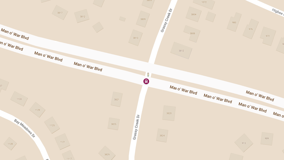 Injury Collision Involving School Bus at Man O War Blvd and Grassy Creek Dr