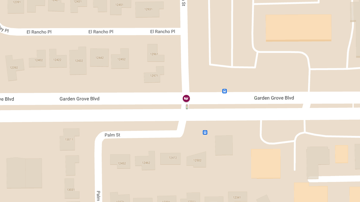 Injury Collision Reported at Garden Grove Blvd & Palm St